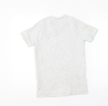 Jeff & Co Boys Grey Cotton Basic T-Shirt Size 10-11 Years Round Neck