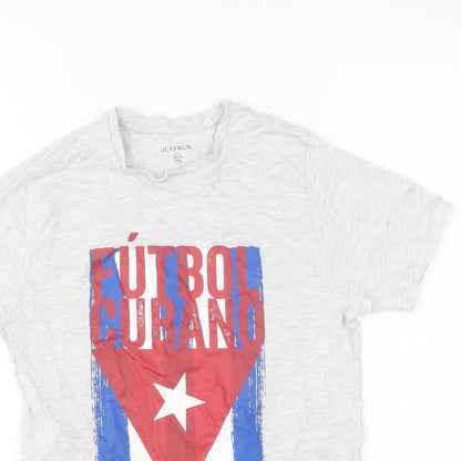 Jeff & Co Boys Grey Cotton Basic T-Shirt Size 10-11 Years Round Neck