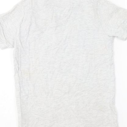 Jeff & Co Boys Grey Cotton Basic T-Shirt Size 10-11 Years Round Neck