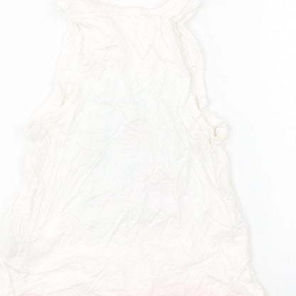 Marks and Spencer Girls White Cotton Basic T-Shirt Size 6-7 Years Round Neck
