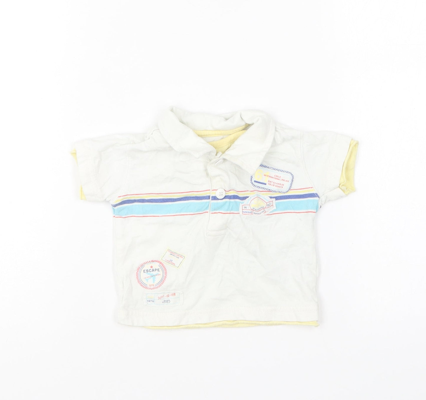 Dunnes Stores Baby White Cotton Basic Polo Size 0-3 Months Collared