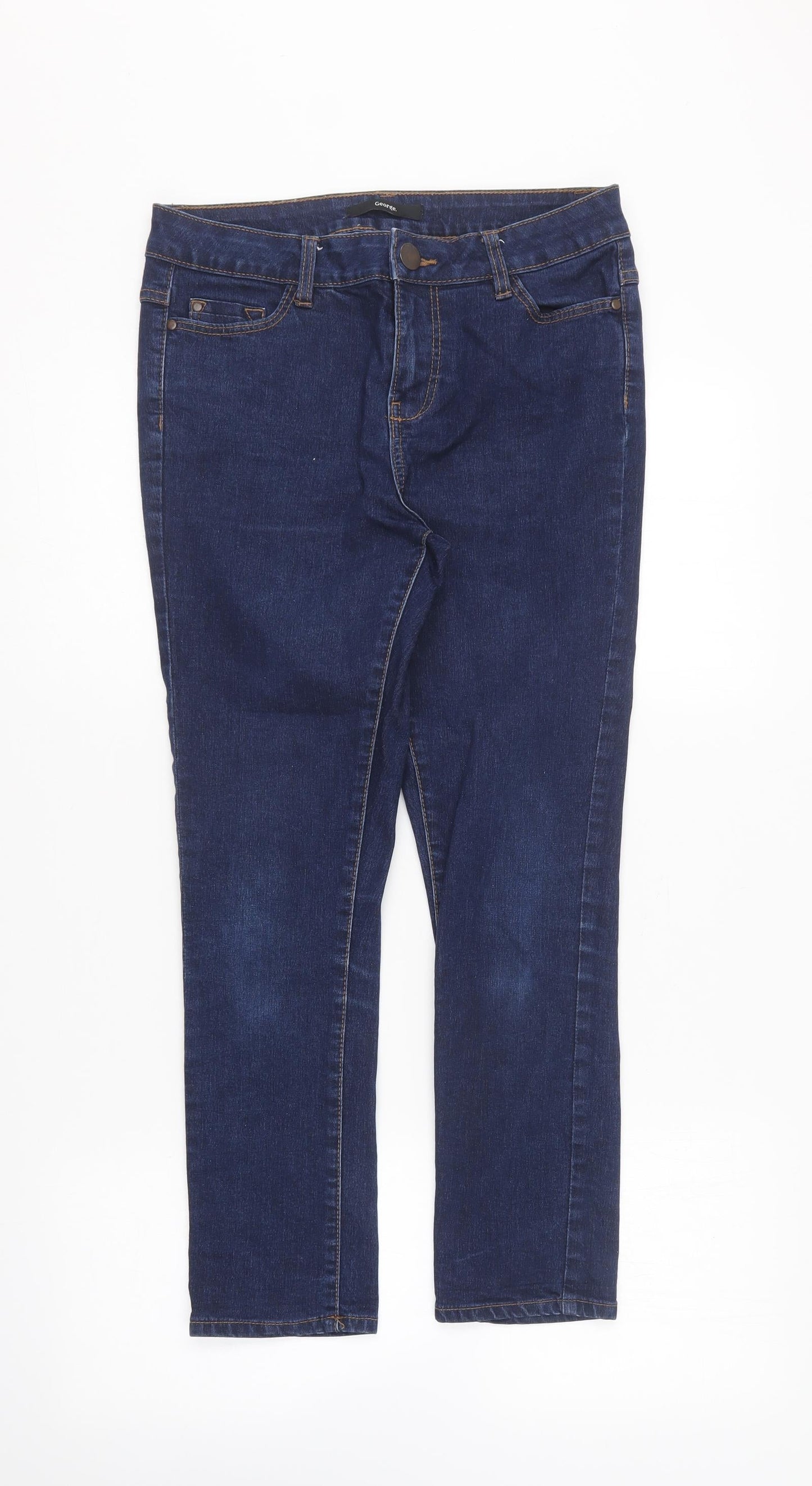 George Womens Blue Cotton Skinny Jeans Size 10 L24 in Regular