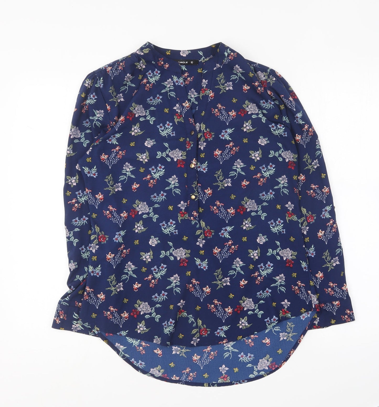Womens UK Size 10 Full Circle Multicoloured Basic Blouse