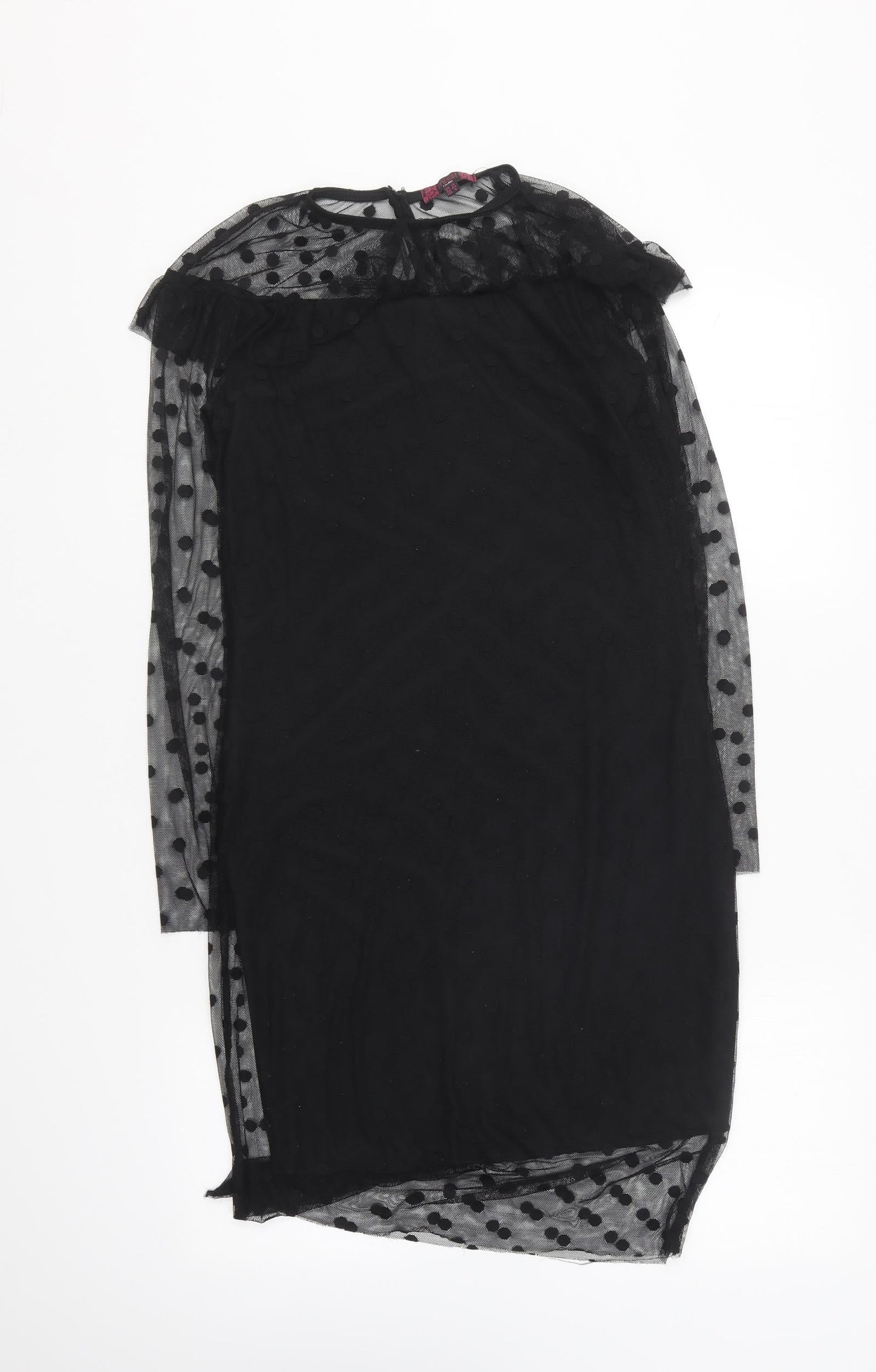 Missi London Womens Black Polka Dot Polyester Shift Size 12 Round Neck