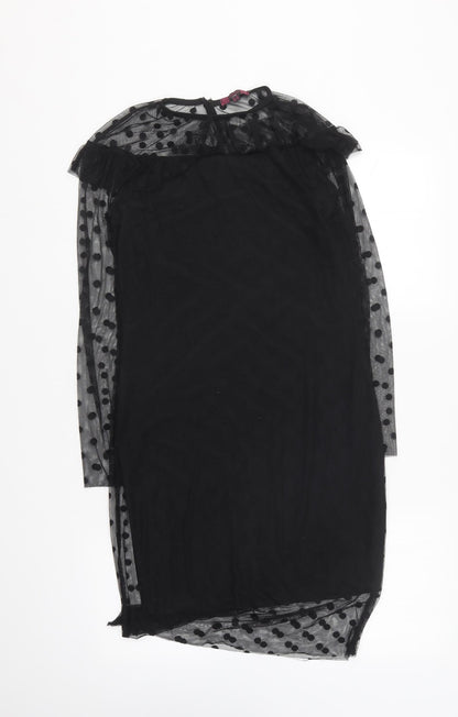 Missi London Womens Black Polka Dot Polyester Shift Size 12 Round Neck