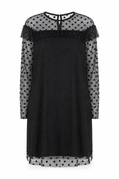 Missi London Womens Black Polka Dot Polyester Shift Size 12 Round Neck