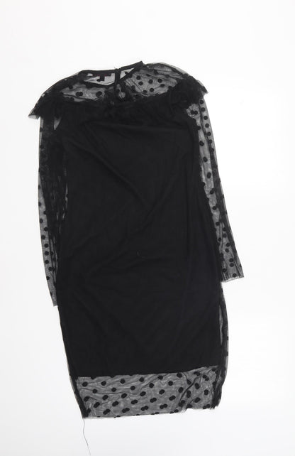 Missi London Womens Black Polka Dot Polyester Shift Size 12 Round Neck