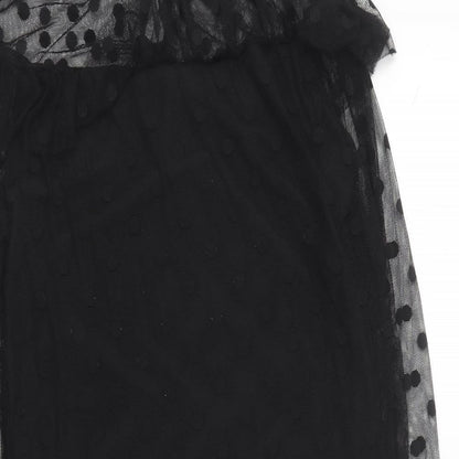 Missi London Womens Black Polka Dot Polyester Shift Size 12 Round Neck