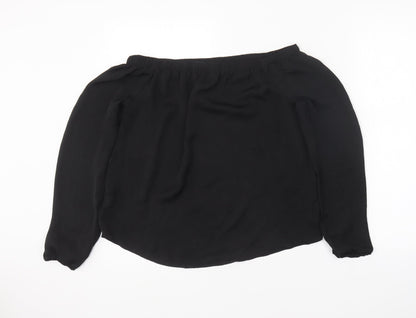 George Womens Black Polyester Basic Blouse Size 10 Off the Shoulder
