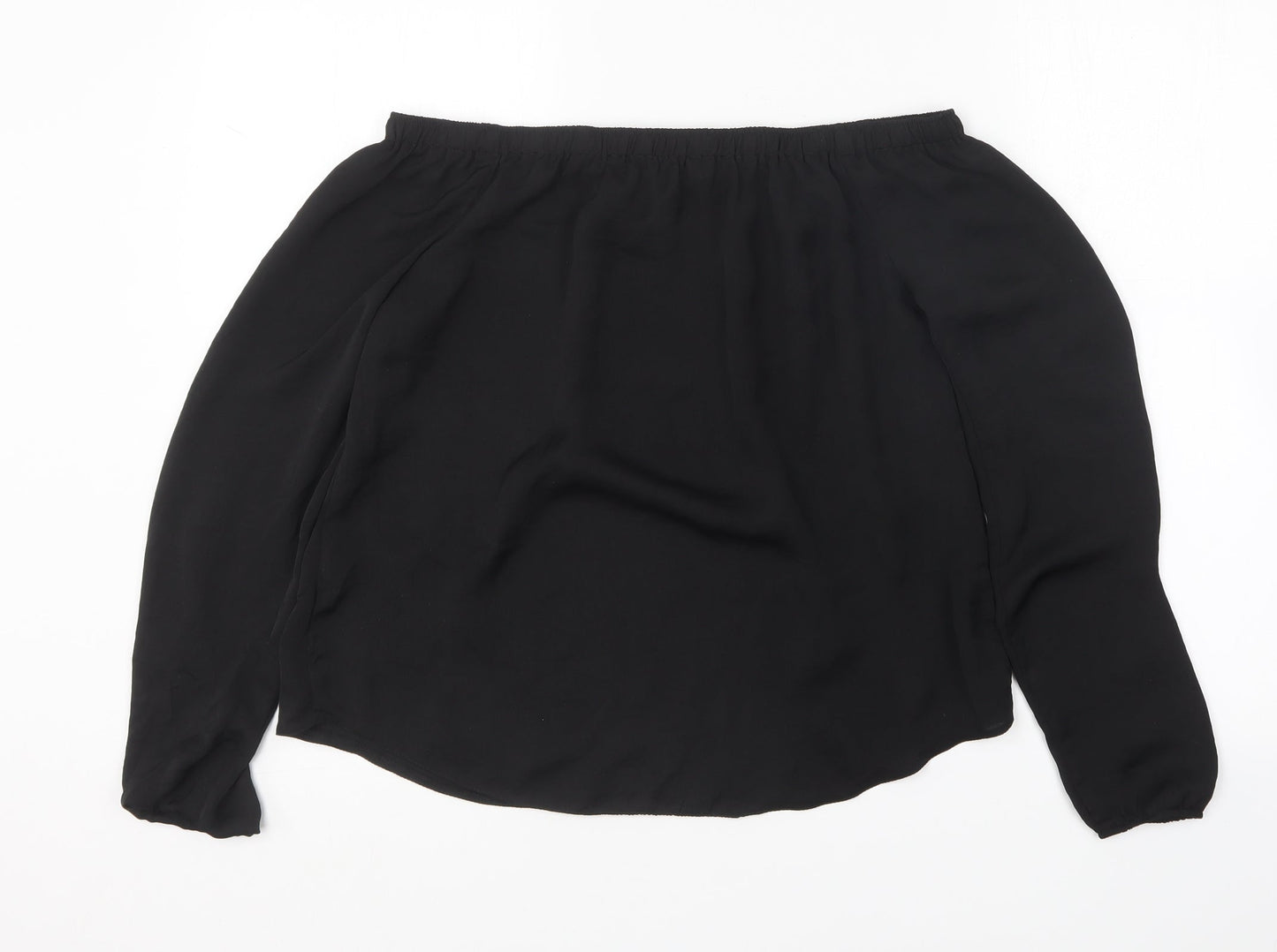 George Womens Black Polyester Basic Blouse Size 10 Off the Shoulder