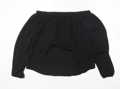 George Womens Black Polyester Basic Blouse Size 10 Off the Shoulder