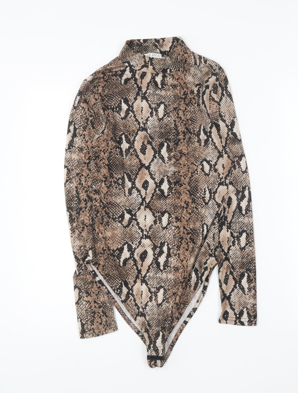 Brave Soul Womens Brown Animal Print Polyester Bodysuit One-Piece Size XS