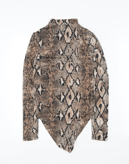 Brave Soul Womens Brown Animal Print Polyester Bodysuit One-Piece Size XS