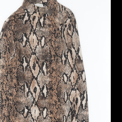 Brave Soul Womens Brown Animal Print Polyester Bodysuit One-Piece Size XS