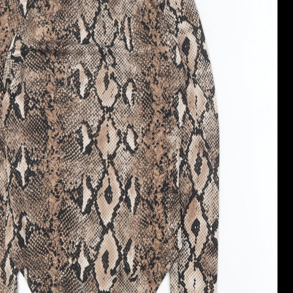 Brave Soul Womens Brown Animal Print Polyester Bodysuit One-Piece Size XS