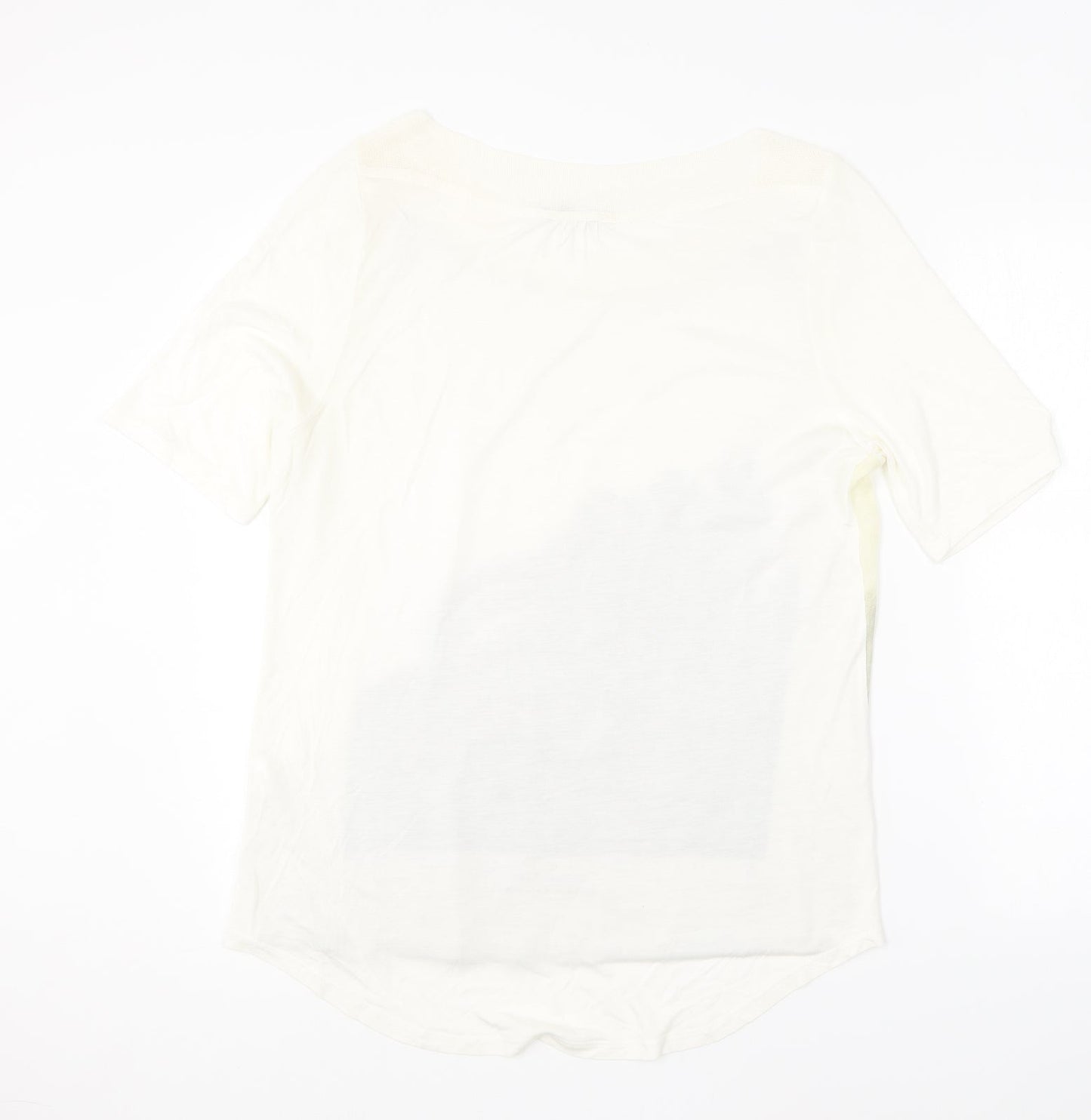 Garcia Womens Ivory Cotton Basic T-Shirt Size L Round Neck