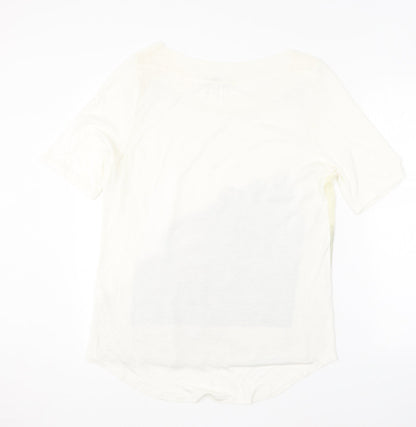 Garcia Womens Ivory Cotton Basic T-Shirt Size L Round Neck