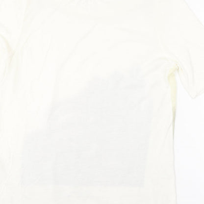Garcia Womens Ivory Cotton Basic T-Shirt Size L Round Neck