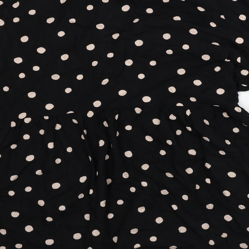 Dorothy Perkins Womens Black Polka Dot Viscose A-Line Size 10 V-Neck