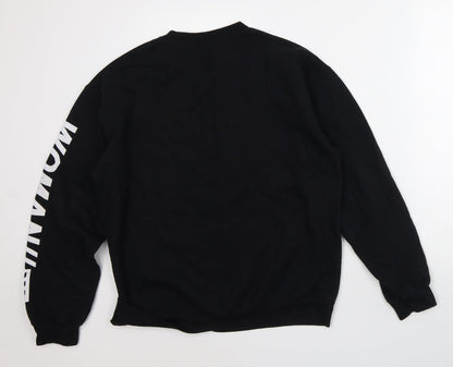 Womens UK Size M Boohoo Black Pullover Sweatshirt
