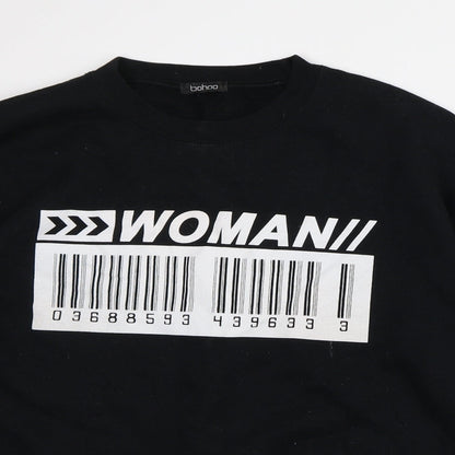 Womens UK Size M Boohoo Black Pullover Sweatshirt
