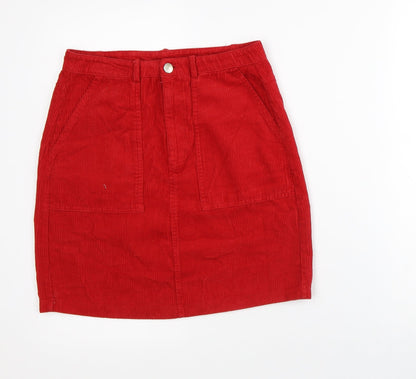 New Look Womens Red Cotton Straight & Pencil Skirt Size 6