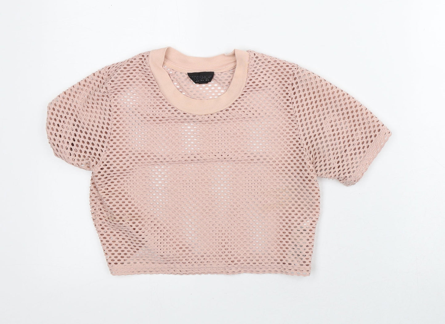 Womens UK Size 8 Topshop Pink Cropped T-Shirt
