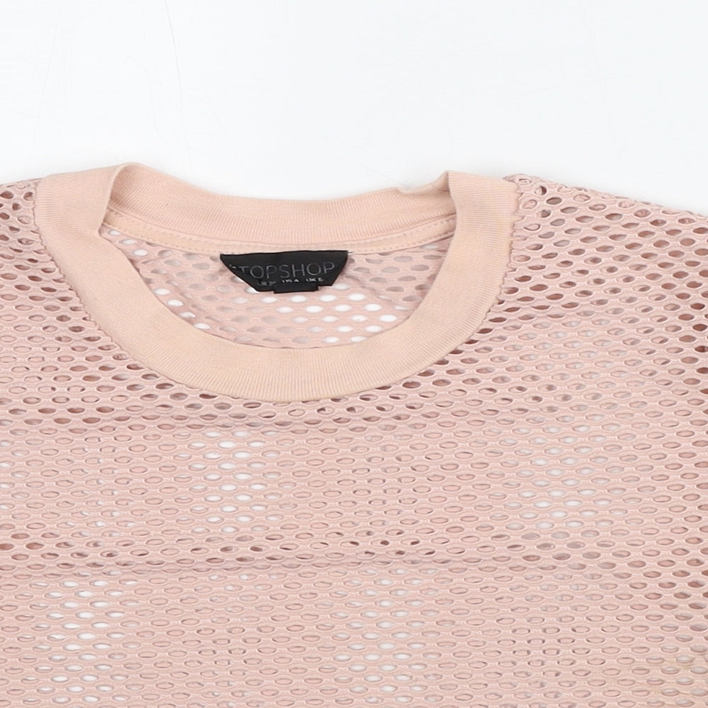 Womens UK Size 8 Topshop Pink Cropped T-Shirt