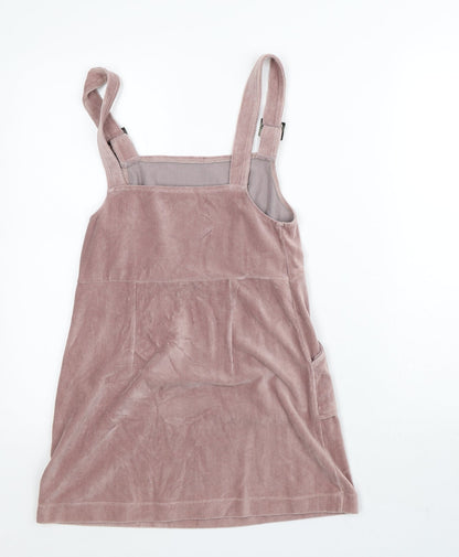 Topshop Womens Pink Cotton A-Line Size 6 Square Neck