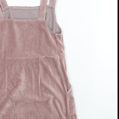 Topshop Womens Pink Cotton A-Line Size 6 Square Neck