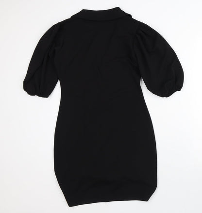 I SAW IT FIRST Womens Black Polyester Jacket Dress Size 10 V-Neck