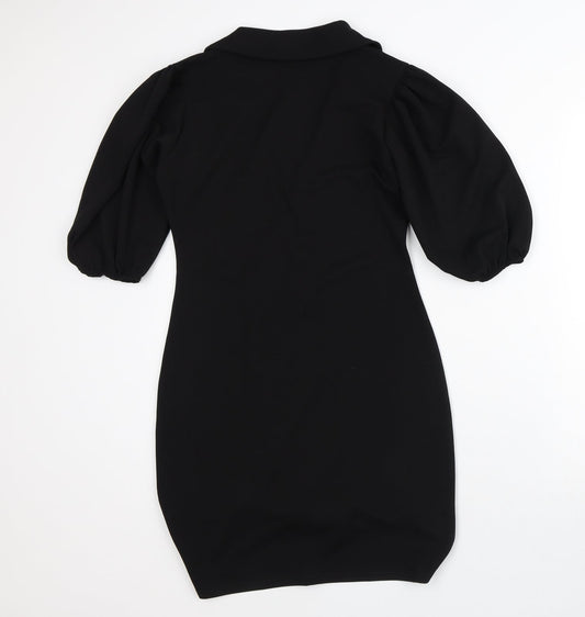 I SAW IT FIRST Womens Black Polyester Jacket Dress Size 10 V-Neck