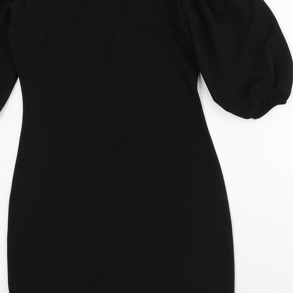 I SAW IT FIRST Womens Black Polyester Jacket Dress Size 10 V-Neck