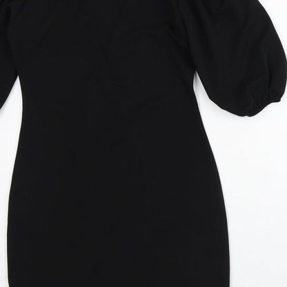 I SAW IT FIRST Womens Black Polyester Jacket Dress Size 10 V-Neck