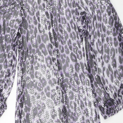 In the Style Womens Purple Geometric Polyester Pencil Dress Size 8 Off the Shoulder
