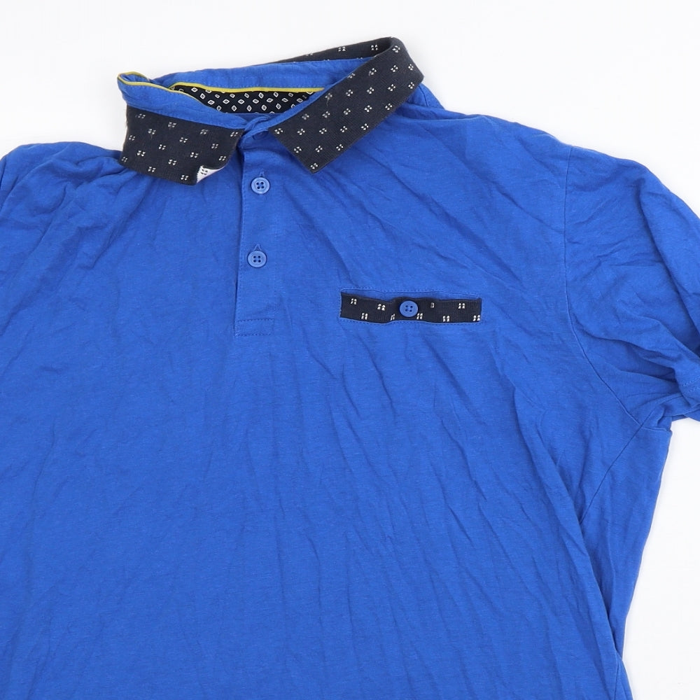 Womens UK Size L Easy Blue Basic Polo