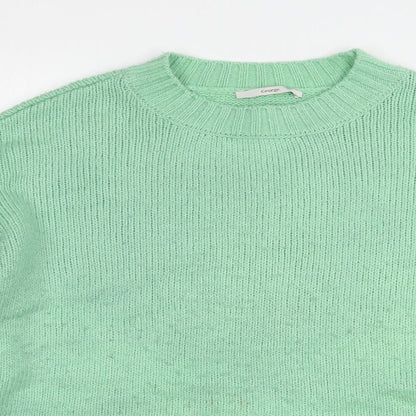 George Womens Green Round Neck Acrylic Pullover Jumper Size L