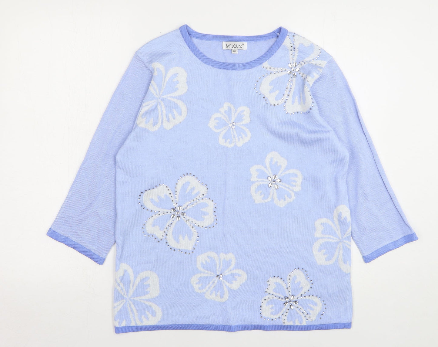 Womens UK Size M Fay Louise Blue Pullover Jumper