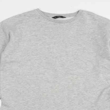 F&F Womens Grey Cotton Jumper Dress Size 12 Round Neck