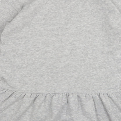 F&F Womens Grey Cotton Jumper Dress Size 12 Round Neck