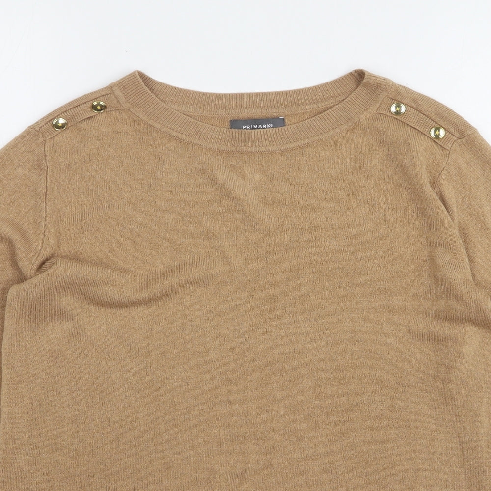 Primark Womens Beige Round Neck Acrylic Pullover Jumper Size 10