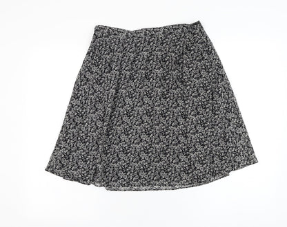 H&M Womens Black Floral Polyester Flare Skirt Size S