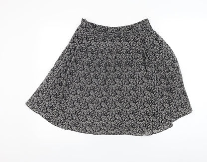 H&M Womens Black Floral Polyester Flare Skirt Size S