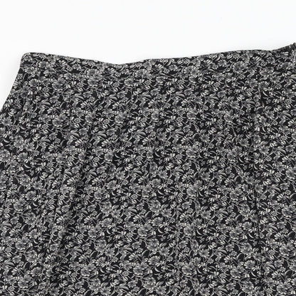 H&M Womens Black Floral Polyester Flare Skirt Size S