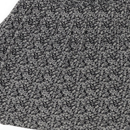 H&M Womens Black Floral Polyester Flare Skirt Size S