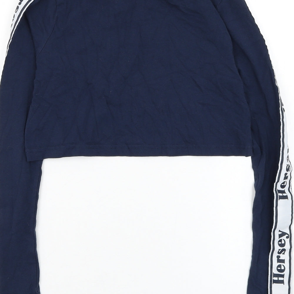 Hersey Girls Blue Cotton Basic T-Shirt Size 12-13 Years Round Neck Pullover