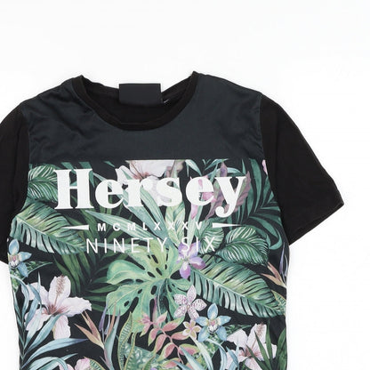 Hersey Boys Black Cotton Basic T-Shirt Size 10-11 Years Round Neck Pullover