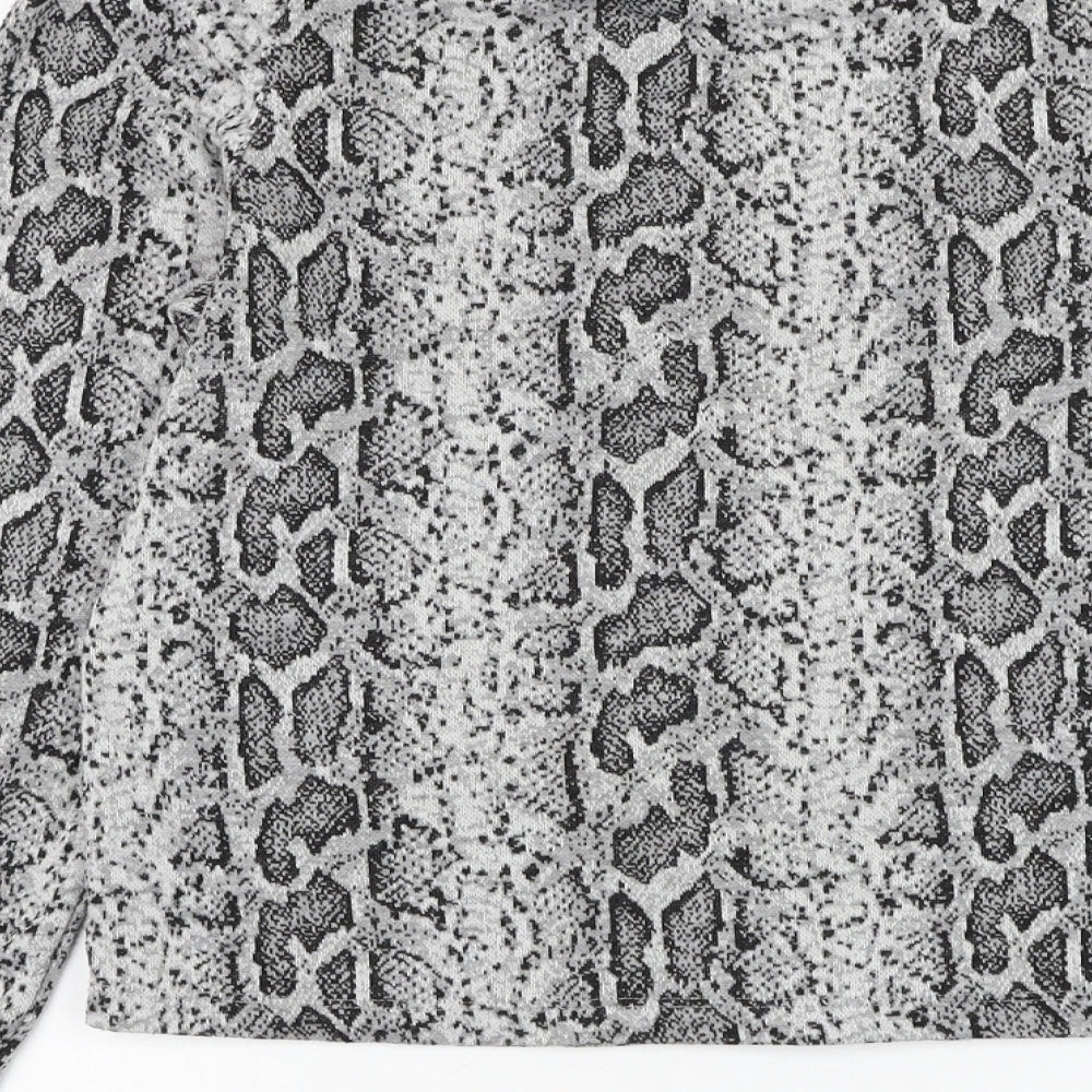 F&F Womens Grey Round Neck Animal Print Polyester Pullover Jumper Size 6