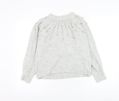 George Womens Grey Round Neck Acrylic Pullover Jumper Size XS