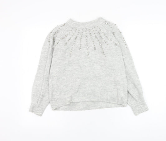 George Womens Grey Round Neck Acrylic Pullover Jumper Size XS